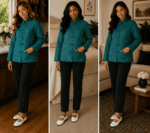 Vintage Plum Blossoms Satin Jacket Quilted Emerald Green, Navy Blue, Black With A Traditional Mandarin Collar And Frog Button Closures , On The Bling Girls