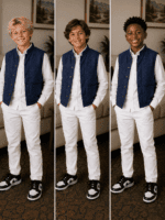 Vintage Plum Blossoms Satin Boys Quilted Vest Olive Drab, Navy Blue, Black With A Traditional Mandarin Collar Leaf Pattern, On The Bling Girls Sons - Image 2