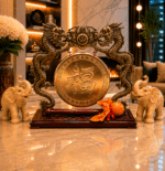 Vintage Tabletop Dragon Gong With Fu Good Fortune Symbol