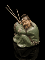 Vintage Chinese Shiwan Glazed Mudman Scholar Incense Holder - Image 7
