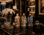Vintage Chinese Hand-Painted Porcelain Figurines Representing The Sanxing Deities, Not Cased in Red Velvet. - Image 4