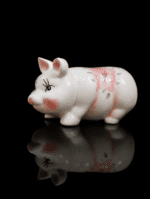 Vintage Ceramic Piggy Bank With Pink Flowers & Gold Trim - Image 7