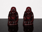 Set Of Vintage Lucky Feng Shui Red Resin Laughing Buddha Figurines - Image 7
