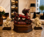 Vintage Feng Shui Zhao Gongming Riding Tiger Red Resin Figurine - Image 7