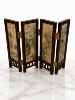 Vintage Oriental 4-Panel Hand-Painted Mini Silk Folding Screen - Image 7