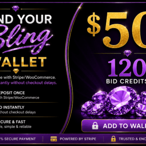 Fund Your Bling Bid Wallet $50 Deposit (120 Bid Credits)