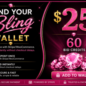 Fund Your Bling Bid Wallet $25 Deposit (60 Bid Credits)
