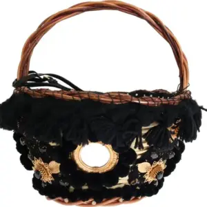 Dolce & Gabbana  Beige Straw Snakeskin Pom Pom Crystal AGNESE Bucket Bag Exotic Italian Luxury Masterpiece