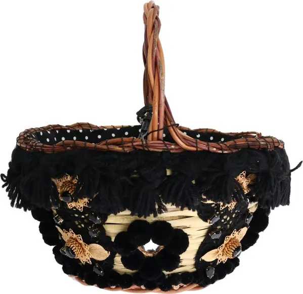 Dolce & Gabbana  Beige Straw Snakeskin Pom Pom Crystal AGNESE Bucket Bag Exotic Italian Luxury Masterpiece - Image 4