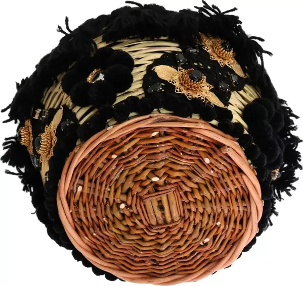 Dolce & Gabbana  Beige Straw Snakeskin Pom Pom Crystal AGNESE Bucket Bag Exotic Italian Luxury Masterpiece - Image 2