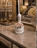 Vintage Porcelain Bell With 3D Pink Roses & Gold Trim - Image 2