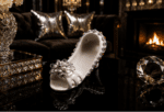 Vintage Ceramic Slipper With Rhinestones & Pearl Embellishments - Image 3