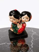 Vintage Hand-Painted Asian Bobble Head Family Figurine - Image 2