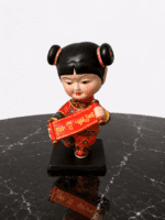 Vintage Chinese Woman Bobble Head Nodder Doll - Image 4